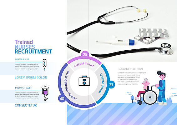 PSD 템플릿 표지디자인 북디자인 출판디자인 여자 노년 남자 내지 리플렛 북커버 의학 청진기 병원 사람 팜플렛 성인 두명 파란색 약 환자 간호사 의료진 간호 휠체어 원그래프 채용 처방전 이미지템플릿 직업 컬러 비즈니스 의료기기 그래프 파일형식