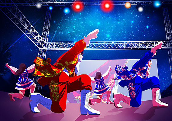 PSD 여자 남자 로우앵글 포즈 일러스트 응원 협력 조명 사람 여러명 청년 취미 파란색 청춘 무대 즐거움 치어리더 응원복 응원단 단체활동 동아리 응원단장 방과후 국내일러스트 옷 교육 감정 뷰포인트 컬러 다수 컨셉 성인 그룹 파일형식