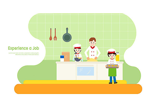 PSD 직업 여자 남자 어린이 일러스트 주방용품 요리사모자 요리 사람 소녀 소년 세명 주방 요리사 체험학습 체험 조리복 홈베이킹 제빵 장래희망 직업체험 국내일러스트 모자_잡화 생활용품 컨셉 유니폼 제과제빵 파일형식