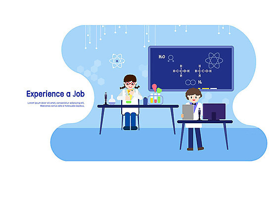 PSD 직업 여자 어린이 과학 일러스트 교실 실험기구 실험 사람 소녀 두명 파란색 컴퓨터 칠판 실험복 체험학습 체험 실험실 연구원 과학자 장래희망 과학교육 과학실 직업체험 과학선생님 생명과학 연구소 국내일러스트 교육 컬러 컨셉 학교 전자제품 교사 가운 학자 파일형식