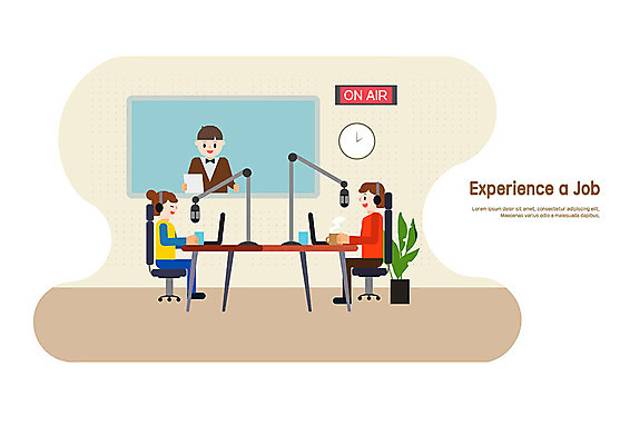 PSD 직업 여자 남자 어린이 일러스트 스튜디오 사람 소녀 소년 세명 체험학습 체험 DJ 마이크 라디오 방송 장래희망 직업체험 녹음기 녹음실 라디오방송 방송장비 국내일러스트 음향기기 컨셉 전자제품 장비 파일형식 녹음_기록