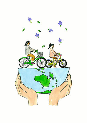 PSD 라이프스타일 손 여자 꽃 지구 어린이 일러스트 수채화 들기 사람 성인 두명 자연보호 환경 그린캠페인 자전거 그린에너지 환경보전 에코 친환경 유기농 에코라이프 여자만 세계환경의날 필환경 그린슈머 국내일러스트 식물 웰빙 캠페인 모션 자연 생활 신체부위 바이크 에너지 보호 사회이슈 파일형식 법정기념일