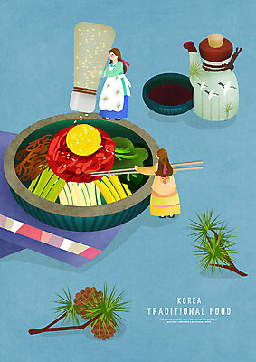 PSD 전통 웰빙 여자 한식 음식 일러스트 젓가락 건강 요리 사람 성인 두명 파란색 앞치마 전통음식 맛 전통의상 한복 비빔밥 깨 전통주 웰빙음식 맛집 육회 소인 육회비빔밥 참기름 성인여자만 국내일러스트 한국전통 컬러 컨셉 식재료 주류 수저 생고기 조미료 기름_음식 건강식 여자만 성인만 파일형식