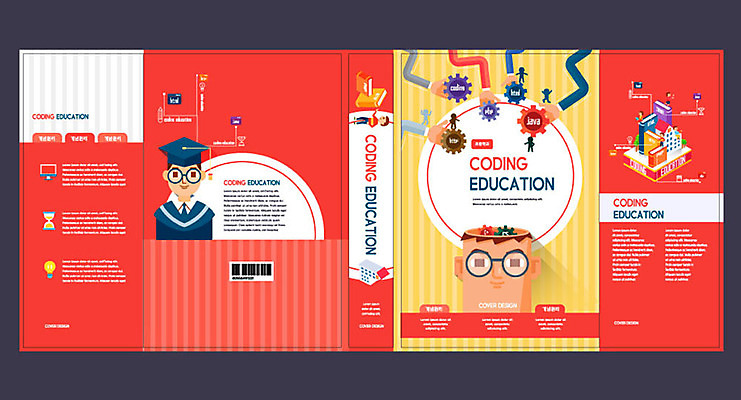 템플릿 손 표지 남자 초등학생 북커버 학사모 초등교육 신체부위 책 빨간색 교과서 톱니바퀴 에듀 에듀케이션 코딩 스쿨팩 책날개 책등 표지샘플 이미지템플릿 AI파일 모자_잡화 학생 교육 컬러 졸업 교재 사람 컴퓨터교육 파일형식 벡터