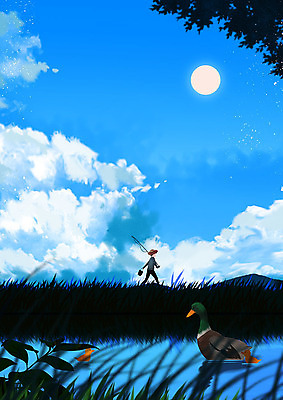 PSD 구름 여유 하늘색 백그라운드 일러스트 하늘 낚시 한명 사람 풍경 여름 강 맑음 고요 여름풍경 농촌 시골 농부 청둥오리 클래식블루 국내일러스트 자연요소 직업 1 계절 감정 레저 날씨 오리 파란색 파일형식 트랜드컬러 여름_계절