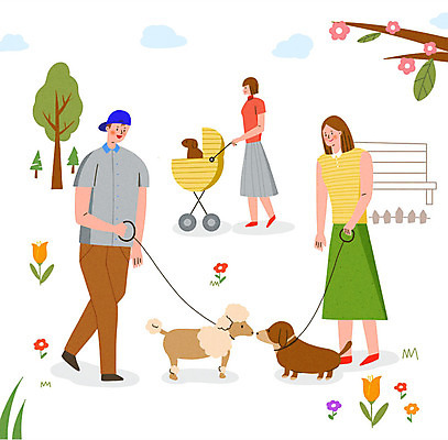 PSD 나무 동물 라이프스타일 여자 남자 행복 반려견 일러스트 가족 함께함 세마리 사랑 성인 세명 걷기 산책 가족라이프 개 강아지 닥스훈트 즐거움 푸들 유모차 동행 반려 성인만 개모차 국내일러스트 식물 감정 컨셉 포유류 관계 모션 휴식 3 사람 생활 반려동물 아기용품 애견용품 파일형식