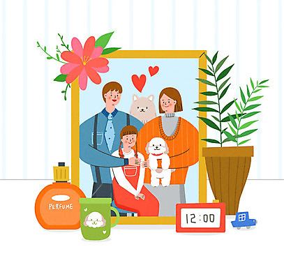 PSD 동물 라이프스타일 부부 딸 행복 화분 반려견 어린이 시계 액자 일러스트 가족 엄마 함께함 사랑 소녀 성인 머그컵 하트 가족라이프 아빠 개 강아지 앨범 향수 즐거움 가족사진 동행 기념사진 반려 단체사진 국내일러스트 모양 커플 여자 감정 컨셉 포유류 관계 사람 생활 컵 반려동물 화장품 파일형식