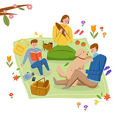 PSD 동물 라이프스타일 부부 여자 남자 꽃 행복 반려견 아들 어린이 일러스트 가족 함께함 사랑 소년 성인 세명 소풍 바구니 카메라 가족라이프 개 강아지 즐거움 돗자리 피크닉용품 동행 반려 소풍바구니 국내일러스트 식물 커플 감정 컨셉 포유류 관계 사람 생활 전자제품 반려동물 야외활동 파일형식