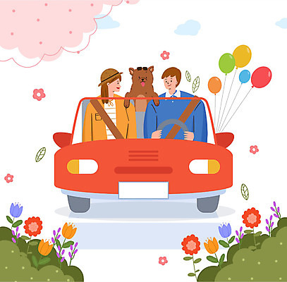 PSD 나무 동물 한마리 라이프스타일 부부 공원 여자 남자 꽃 행복 반려견 일러스트 가족 자동차 함께함 사랑 사람 성인 두명 드라이브 가족라이프 개 강아지 숲 즐거움 풍선 동행 안전벨트 반려 성인만 국내일러스트 식물 1 커플 공공시설 감정 육상교통 컨셉 포유류 관계 안전 생활 반려동물 운전 파일형식