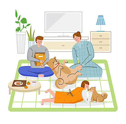 PSD 동물 라이프스타일 부부 여자 남자 행복 화분 반려견 커피 어린이 거실 일러스트 가족 귤 함께함 사랑 소녀 성인 세명 텔레비전 카펫 가족라이프 개 리트리버 강아지 즐거움 서랍장 동행 반려 재롱 국내일러스트 커플 감정 음료 가구 컨셉 과일 포유류 관계 사람 생활 전자제품 반려동물 파일형식