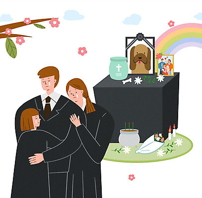 PSD 동물 라이프스타일 부부 남자 반려견 어린이 꽃다발 액자 무지개 일러스트 초 가족 국화 사람 소녀 성인 세명 슬픔 가족라이프 개 강아지 눈물 동행 반려 상주 유골함 장례식 국내일러스트 자연요소 커플 여자 꽃 감정 포유류 관계 생활 반려동물 장례 파일형식