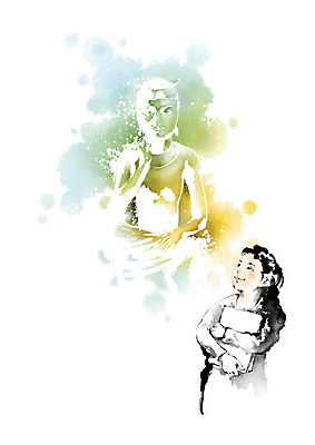 PSD 전통 여자 교육 문화 어린이 여행 일러스트 캘리그라피 붓터치 유물 한명 사람 소녀 공책 문화재 체험학습 체험 역사 불상 번짐 견학 금동미륵대불 수학여행 탐방 소녀한명만 스쿨팩 국내일러스트 1 컨셉 불교 문구용품 여자한명만 소녀만 파일형식 효과