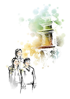 PSD 학생 전통 건축물 여자 교육 남자 문화 어린이 여행 일러스트 캘리그라피 붓터치 유물 사람 소녀 소년 성인 세명 친구 탑 교사 문화재 체험학습 체험 역사 스승의날 번짐 스승 제자 견학 구례 사제 수학여행 탐방 화엄사 화엄사서오층석탑 스쿨팩 국내일러스트 직업 기념일 건축 컨셉 관계 전라남도 파일형식 효과