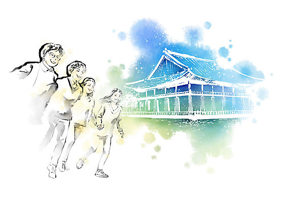 PSD 학생 전통 건축물 여자 교육 남자 문화 여행 일러스트 캘리그라피 붓터치 유물 한옥 기와 사람 소녀 소년 여러명 물 친구 강 달리기 여행객 문화재 체험학습 체험 역사 즐거움 경복궁 번짐 견학 수학여행 탐방 스쿨팩 국내일러스트 자연요소 한국전통 건축 감정 어린이 다수 컨셉 고건축 관계 모션 한국 궁전 파일형식 효과