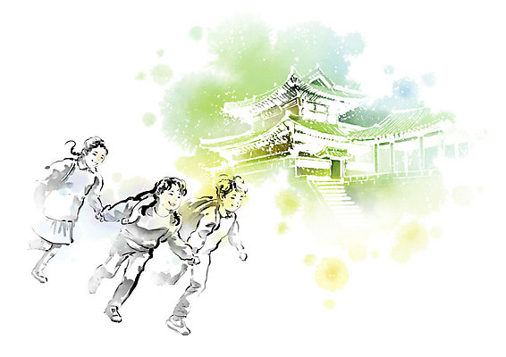 PSD 학생 전통 건축물 교육 문화 어린이 여행 일러스트 캘리그라피 붓터치 유물 한옥 책가방 기와 미소 사람 소년 세명 친구 달리기 문화재 체험학습 체험 역사 즐거움 번짐 견학 수학여행 전주 탐방 풍남문 스쿨팩 국내일러스트 한국전통 남자 건축 감정 컨셉 고건축 가방 관계 모션 표정 전라북도 파일형식 효과