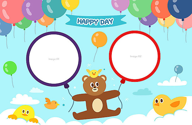 구름 동물캐릭터 여러마리 일러스트 곰 조류 하늘 프레임 병아리 사람없음 파란색 귀여움 앨범 풍선 프레임일러스트 국내일러스트 일러캐릭터 AI파일 자연요소 동물 캐릭터 컬러 다수 컨셉 포유류 파일형식 벡터