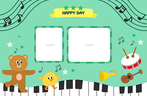 음악 동물캐릭터 두마리 음표 일러스트 곰 프레임 병아리 사람없음 초록색 귀여움 기타 피아노 앨범 나팔 북 프레임일러스트 국내일러스트 일러캐릭터 AI파일 동물 캐릭터 기호 악기 컬러 컨셉 2 포유류 조류 현악기 문화예술 타악기 건반악기 파일형식 벡터