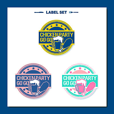 별 스티커 일러스트 생맥주 사람없음 세트 라벨 치킨 남색 심볼 닭다리 치맥 국내일러스트 AI파일 자연요소 컬러 프레임 맥주 닭고기요리 파일형식 벡터