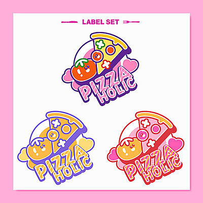 분홍색 스티커 토마토 일러스트 피자 사람없음 세트 라벨 심볼 음식캐릭터 조각피자 국내일러스트 일러캐릭터 AI파일 캐릭터 음식 컬러 채소 프레임 패스트푸드 서양음식 파일형식 벡터