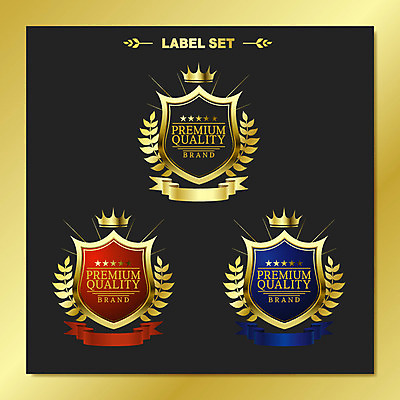 별 리본 스티커 일러스트 사람없음 세트 라벨 금색 심볼 금박 월계수 국내일러스트 AI파일 자연요소 컬러 프레임 파일형식 벡터