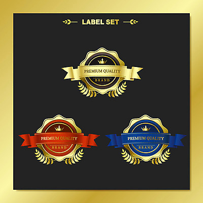 별 리본 스티커 일러스트 사람없음 세트 라벨 금색 심볼 금박 월계수 국내일러스트 AI파일 자연요소 컬러 프레임 파일형식 벡터