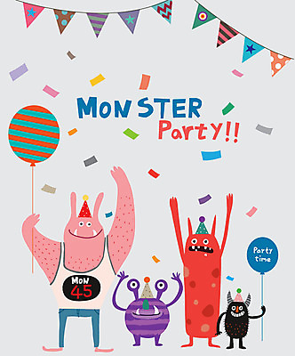 캐릭터 행복 일러스트 상상 이벤트 사람없음 파티 축제 즐거움 풍선 요괴 가랜드 몬스터 국내일러스트 일러캐릭터 AI파일 감정 파티용품 파일형식 벡터