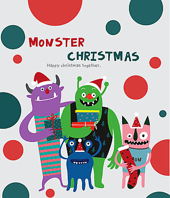 캐릭터 행복 크리스마스 일러스트 상상 선물 사람없음 파티 즐거움 요괴 몬스터 국내일러스트 일러캐릭터 AI파일 기념일 감정 이벤트 파일형식 벡터