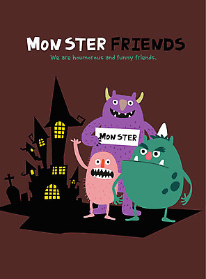 캐릭터 행복 일러스트 상상 사람없음 친구 즐거움 요괴 몬스터 국내일러스트 일러캐릭터 AI파일 감정 관계 파일형식 벡터