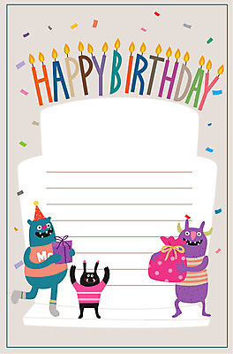캐릭터 행복 일러스트 상상 프레임 사람없음 생일파티 생일 즐거움 생일축하 요괴 생일선물 몬스터 국내일러스트 일러캐릭터 AI파일 기념일 감정 선물 축하 파일형식 벡터