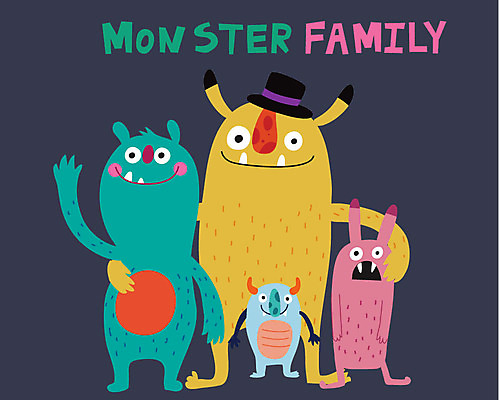 캐릭터 행복 일러스트 가족 상상 사람없음 친구 즐거움 요괴 몬스터 국내일러스트 일러캐릭터 AI파일 감정 관계 파일형식 벡터