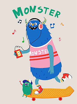 캐릭터 행복 음악 일러스트 상상 취미 사람없음 헤드폰 스케이트보드 보드 즐거움 요괴 몬스터 국내일러스트 일러캐릭터 AI파일 감정 스포츠 음향기기 문화예술 보드_스포츠 파일형식 벡터