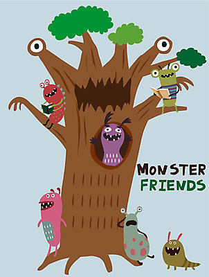 나무 캐릭터 행복 일러스트 상상 사람없음 친구 독서 즐거움 요괴 몬스터 국내일러스트 일러캐릭터 AI파일 식물 감정 관계 파일형식 벡터