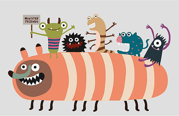 캐릭터 행복 일러스트 상상 사람없음 친구 즐거움 요괴 몬스터 국내일러스트 일러캐릭터 AI파일 감정 관계 파일형식 벡터