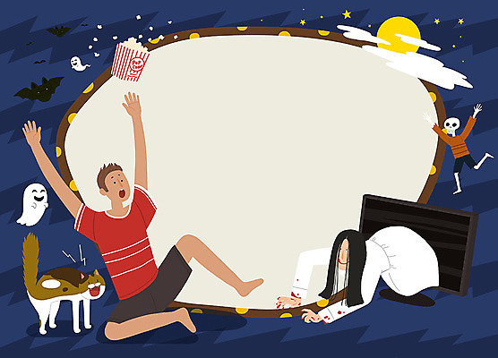 PSD 여자 남자 일러스트 휴식 해골 프레임 여름방학 한명 사람 성인 여름 여름휴가 바캉스 텔레비전 고양이 놀람 공백 유령 처녀귀신 더위 시원함 영화 즐거움 공포 팝콘 티비시청 공포영화 더위탈출 반려 프레임일러스트 성인만 국내일러스트 1 계절 감정 컨셉 포유류 날씨 방학 휴가 문화예술 뼈 표정 전자제품 반려동물 시청_보고들음 파일형식 여름_계절