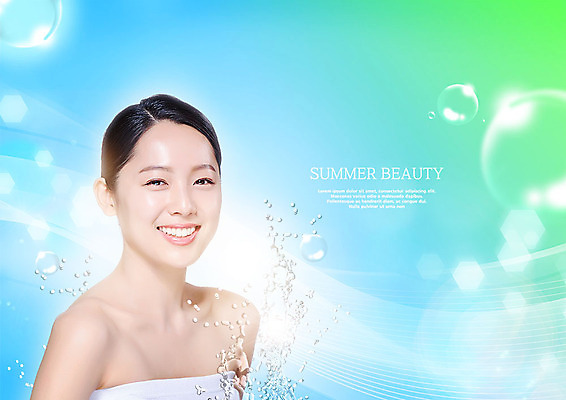 PSD 편집이미지 여자 한명 미소 사람 상반신 20대 성인 앞모습 연두색 여름 파란색 뷰티 한국인 물방울 수분 시원함 피부관리 의료성형뷰티 성인여자한명만 뷰티템 이미지편집 1 계절 뷰포인트 컬러 표정 동양인 청년 초록색 합성어 여자한명만 성인여자만 파일형식