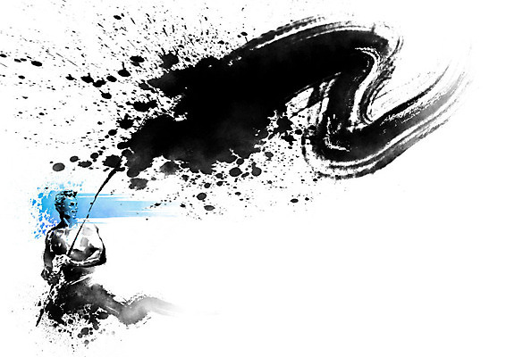 PSD 남자 일러스트 캘리그라피 응원 붓터치 흑백 한명 들기 사람 성인 파란색 파이팅 힘 기쁨 깃발 번짐 열정 격려 힘찬 성인남자한명만 국내일러스트 1 감정 컬러 컨셉 모션 촬영기법 남자한명만 성인남자만 파일형식 효과