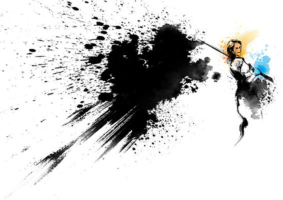 PSD 여자 일러스트 캘리그라피 응원 붓터치 흑백 한명 들기 사람 성인 파란색 노란색 파이팅 힘 기쁨 깃발 번짐 열정 격려 힘찬 성인여자한명만 국내일러스트 1 감정 컬러 컨셉 모션 촬영기법 여자한명만 성인여자만 파일형식 효과