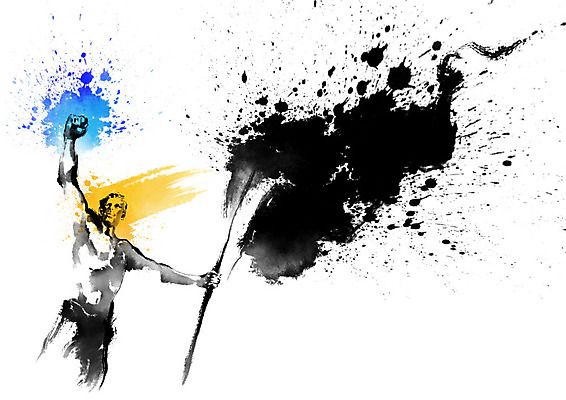 PSD 남자 일러스트 캘리그라피 응원 붓터치 탈의 흑백 한명 들기 사람 성인 파란색 노란색 파이팅 힘 주먹 기쁨 깃발 번짐 열정 격려 힘찬 성인남자한명만 국내일러스트 1 감정 컬러 컨셉 모션 촬영기법 남자한명만 성인남자만 파일형식 효과