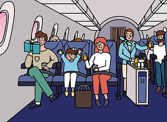 부부 어린이 여행 일러스트 가족 휴가 휴식 가족여행 비행기 사람 소녀 여러명 성인 책 독서 여행객 기쁨 승무원 즐거움 설레임 비행기내부 국내일러스트 AI파일 직업 커플 여자 감정 다수 컨셉 관계 항공교통 대중교통 내부 파일형식 벡터