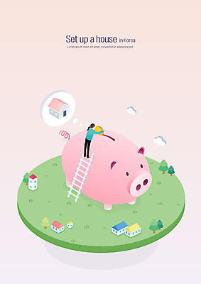 여자 일러스트 부동산 한명 사람 경제 동전 저축 저금통 절약 사회 사회이슈 입체 내집마련 집값 아이소메트릭 경제불황 매물 집값대란 집값상승 하우스푸어 금융의날 국내일러스트 AI파일 1 컨셉 돈 금융 재산 상승 불황 공동체 파일형식 벡터 법정기념일