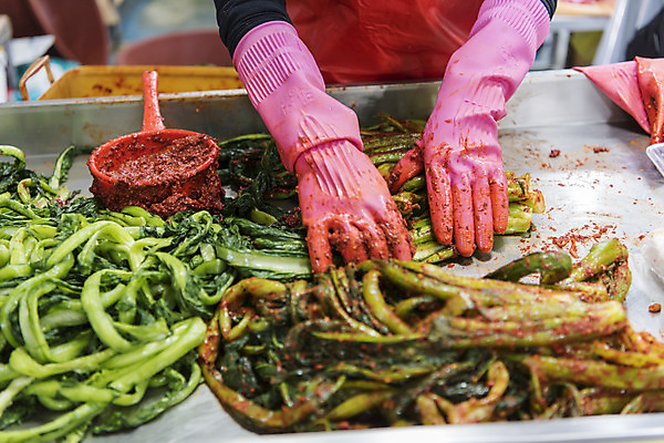 포토 JPG 손 음식 실내 신체부위 양념 시장 특산물 고무장갑 여수 맛집 갓김치 향토음식 국내포토 장갑 김치 사람 내부 전라남도 고무 파일형식