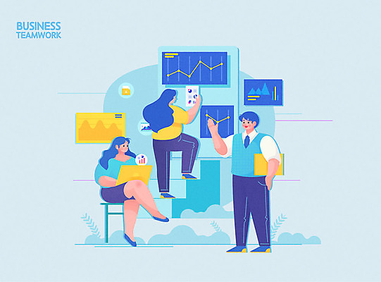 여자 남자 의자 일러스트 회사 비즈니스 성공 회의 그래프 협력 직장 사람 성인 세명 파란색 계단 직장인 비즈니스맨 비즈니스우먼 발표 동료 회의실 준비 성인만 국내일러스트 AI파일 직업 컬러 가구 컨셉 관계 파일형식 벡터