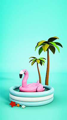 PSD 편집 편집이미지 불가사리 사람없음 여름 여름휴가 바캉스 야자수 3D 귀여움 풀장 플라밍고 입체 디지털합성 오브젝트 튜브 폴리곤 편집소스 플라밍고튜브 편집3D 나무 계절 컨셉 조류 휴가 극피동물 수영장 파일형식 여름_계절