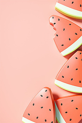 PSD 편집 편집이미지 분홍색 여름음식 수박 사람없음 여름 여름휴가 바캉스 하이앵글 3D 귀여움 입체 디지털합성 오브젝트 폴리곤 편집소스 제철과일 편집3D 계절 음식 뷰포인트 컬러 컨셉 과일 휴가 제철 파일형식 여름_계절