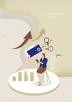 전신 PSD 여자 화살표 돈 의자 일러스트 비즈니스 사다리 그래프 한명 사람 앉기 금융 경제 태블릿 노란색 달러 글로벌비즈니스 직장인 비즈니스우먼 스마트 은행 통장 상승 금리 알고리즘 국내일러스트 직업 1 컬러 가구 컨셉 모션 전자제품 스마트기기 글로벌 도구 재산 파일형식