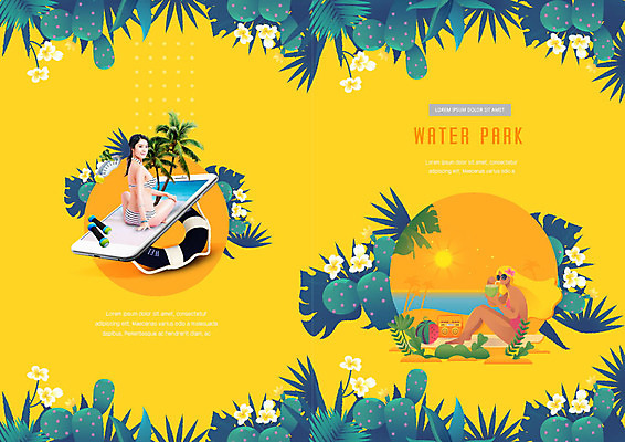 PSD 템플릿 표지디자인 북디자인 출판디자인 여자 표지 리플렛 북커버 휴가 사람 팜플렛 해변 두명 여름 여름휴가 바캉스 스마트폰 비키니 야자수 노란색 한국인 시원함 즐거움 튜브 야자수잎 바다여행 여자만 이미지템플릿 나무 계절 수영복 감정 바다 컬러 여행 잎 동양인 핸드폰 스마트기기 파일형식 여름_계절