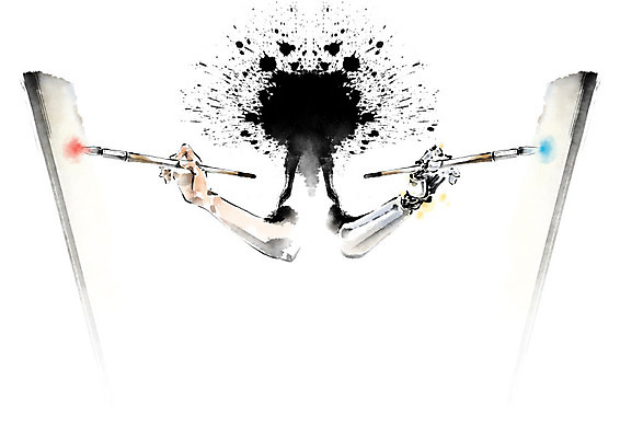 PSD 손 일러스트 캘리그라피 붓터치 한손 흑백 미술 한명 사람 신체부위 기계 경쟁 붓 그리기 라이벌 로봇 그림 번짐 캔버스 로봇팔 맞대결 4차산업 AI_인공지능 국내일러스트 1 산업 컨셉 모션 문화예술 촬영기법 파일형식 효과