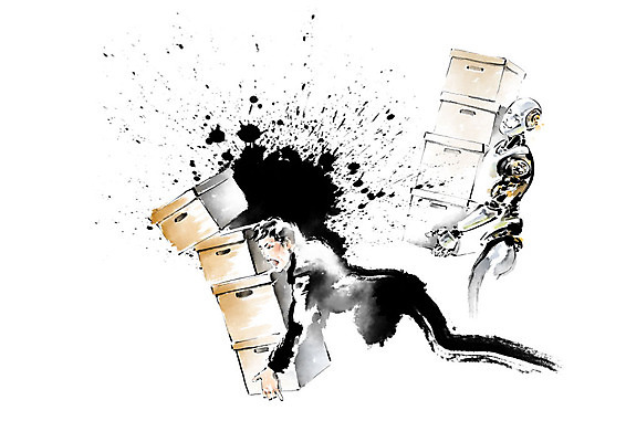 PSD 남자 일러스트 캘리그라피 붓터치 흑백 한명 들기 사람 성인 상자 기계 경쟁 짐 라이벌 로봇 번짐 넘어짐 맞대결 4차산업 AI_인공지능 국내일러스트 1 산업 컨셉 모션 촬영기법 파일형식 효과