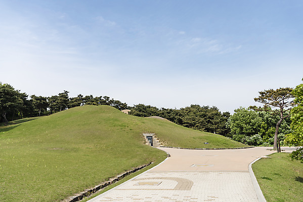 포토 JPG 주간 나무 한국전통 여행 유적지 하늘 풍경 사람없음 야외 관광지 봄 세계문화유산 문화재 역사 한국사 국내여행 사적지 무령왕릉 백제역사유적지구 송산리고분군 국내포토 자연요소 식물 전통 계절 고건축 한국 공주_충청남도 왕릉 파일형식