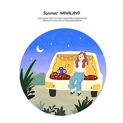 PSD 여자 별 음악 여행 일러스트 자동차 방학 휴식 산 여름방학 한명 사람 앉기 성인 취미 여름 파란색 여름휴가 바캉스 야외활동 음악감상 감상 캠핑 저녁 숲 즐거움 힐링 노래감상 별보기 성인여자한명만 나나랜드 국내일러스트 자연요소 1 계절 감정 육상교통 컬러 컨셉 모션 레저 휴가 문화예술 야간 신조어 여자한명만 성인여자만 파일형식 여름_계절